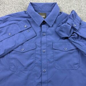 5.11 Tactical Button Down Shirt Mens M UPF 50+ Blue Long Sleeve Roll Tab Utility
